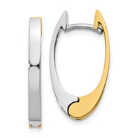 Thumbnail for 14k Two-tone V Shaped Hinged Hoop Earrings