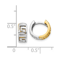 Thumbnail for 14k Two-tone Greek Key Hinged Hoop Earrings