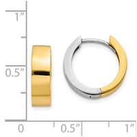 Thumbnail for 14k Two-tone Round Hinged Hoop Earrings