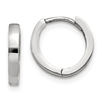 Thumbnail for 14k White Gold Round Hinged Hoop Earrings