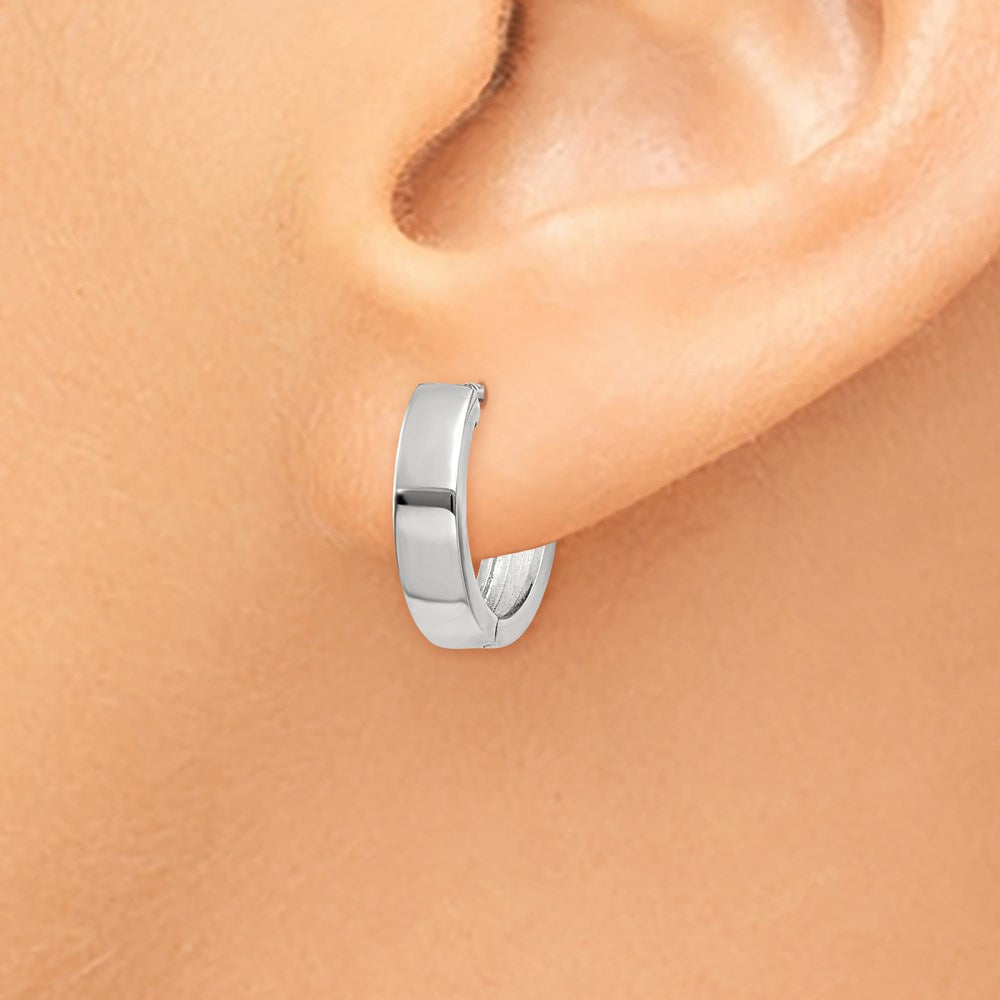 14k White Gold Round Hinged Hoop Earrings