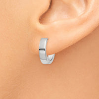 Thumbnail for 14k White Gold Round Hinged Hoop Earrings