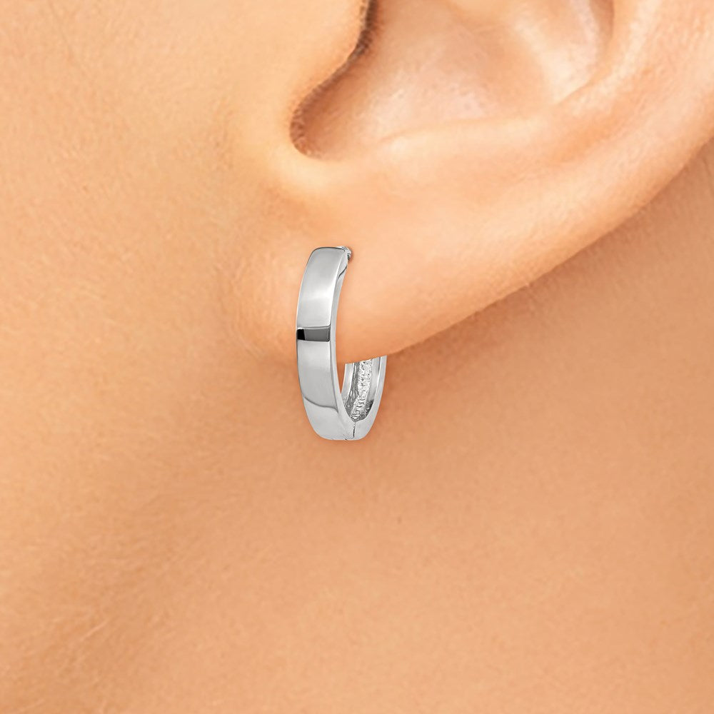 14k White Gold Round Hinged Hoop Earrings