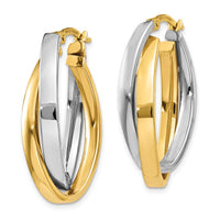 Thumbnail for 14K Two-tone Oval Hoop Earrings