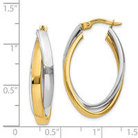 Thumbnail for 14K Two-tone Oval Hoop Earrings