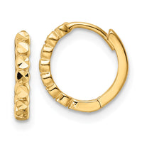Thumbnail for 14k Diamond-cut 2x12mm Hinged Hoop Earrings