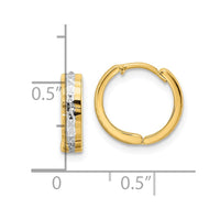 Thumbnail for 14k w/Rhodium Diamond-cut 3x12mm Hinged Hoop Earrings