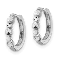 Thumbnail for 14k White Diamond-cut Circles 2.5x13mm Hinged Hoop Earrings