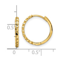 Thumbnail for 14k Diamond-cut 2x16mm Hinged Hoop Earrings