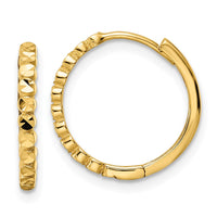 Thumbnail for 14k Diamond-cut 2x16mm Hinged Hoop Earrings