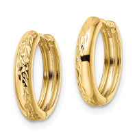Thumbnail for 14k Polished Textured 3x15mm Hinged Hoop Earrings