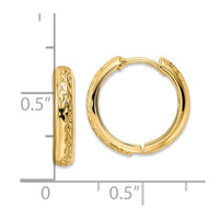 Thumbnail for 14k Polished Textured 3x15mm Hinged Hoop Earrings