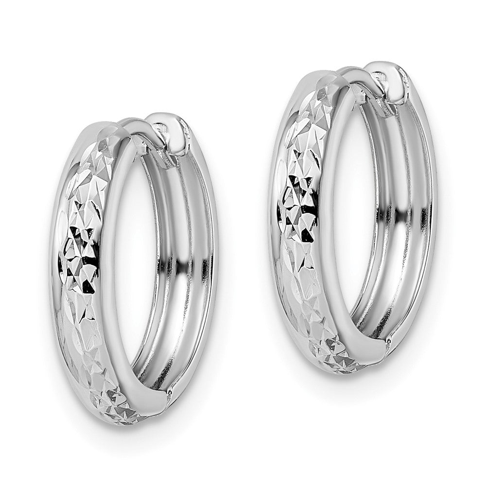 14k Polished Textured 3x15mm Hinged Hoop Earrings
