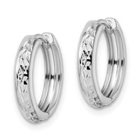Thumbnail for 14k Polished Textured 3x15mm Hinged Hoop Earrings
