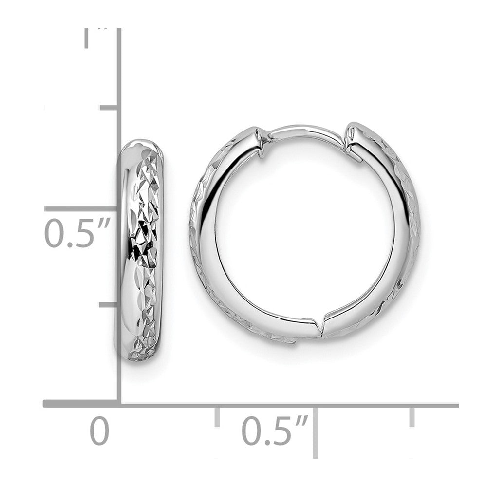 14k Polished Textured 3x15mm Hinged Hoop Earrings