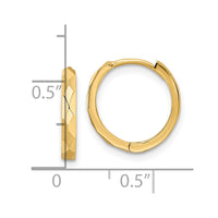 Thumbnail for 14k Polished Faceted 2x14mm Hinged Hoop Earrings