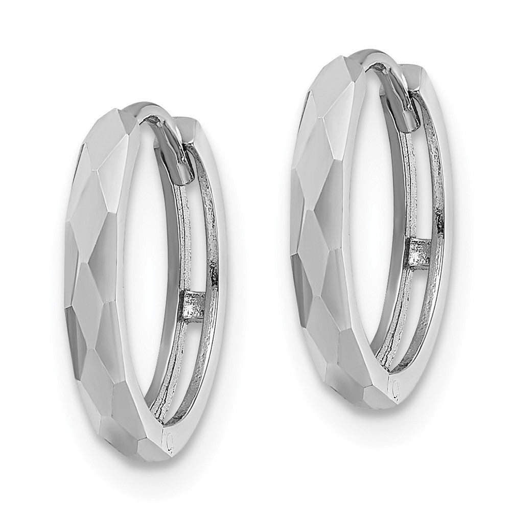 14k Polished Faceted 2x14mm Hinged Hoop Earrings