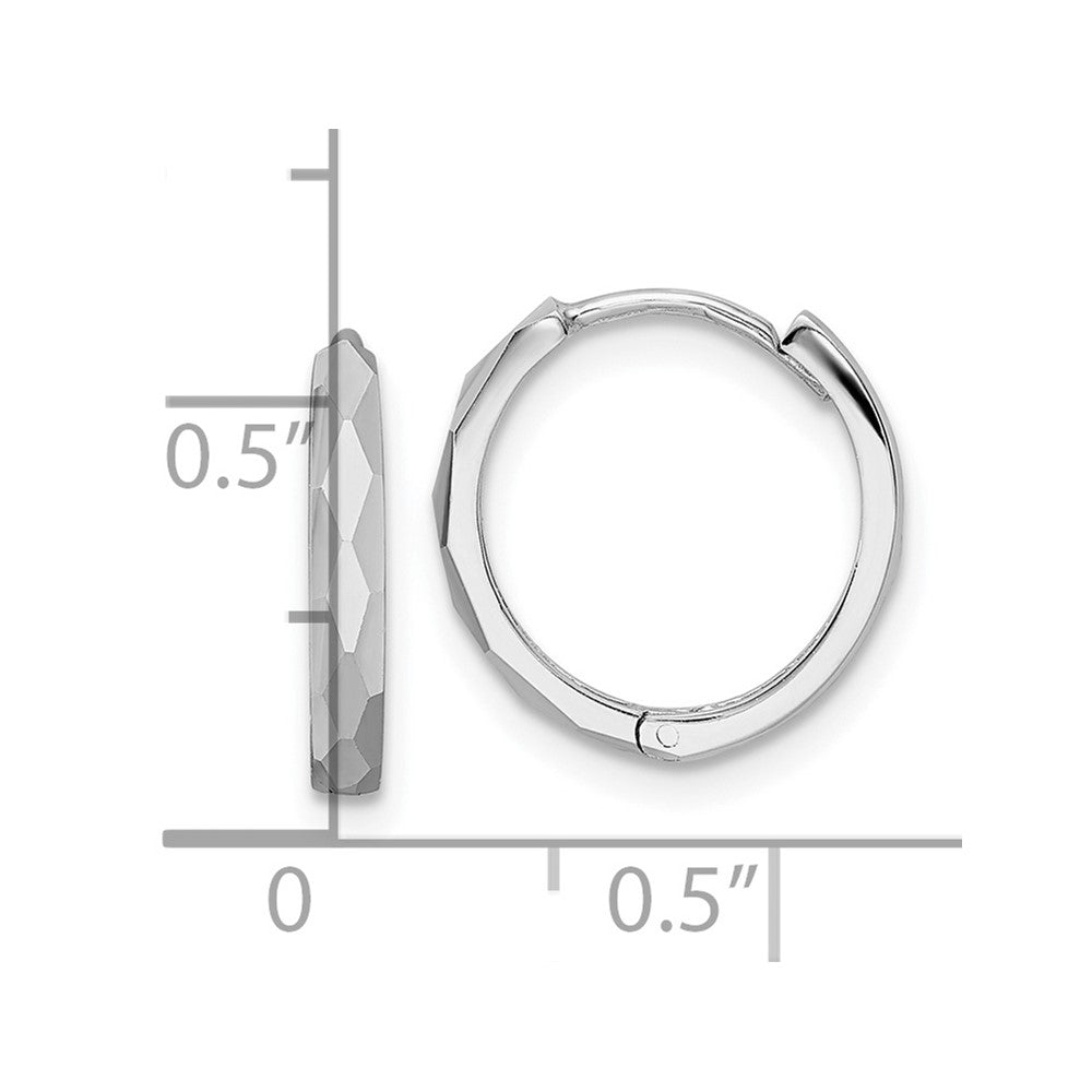 14k Polished Faceted 2x14mm Hinged Hoop Earrings