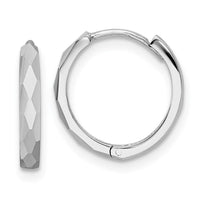 Thumbnail for 14k Polished Faceted 2x14mm Hinged Hoop Earrings