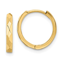 Thumbnail for 14k Polished Faceted 2x14mm Hinged Hoop Earrings