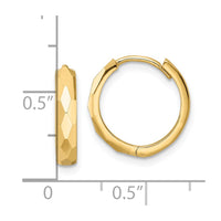 Thumbnail for 14k Polished Faceted 3x15mm Hinged Hoop Earrings