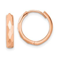Thumbnail for 14k Polished Faceted 3x15mm Hinged Hoop Earrings