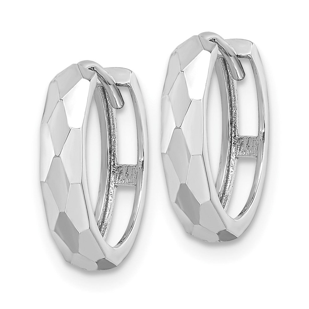 14k Polished Faceted 3x15mm Hinged Hoop Earrings