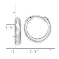 Thumbnail for 14k Polished Faceted 3x15mm Hinged Hoop Earrings