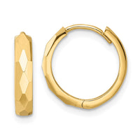 Thumbnail for 14k Polished Faceted 3x15mm Hinged Hoop Earrings