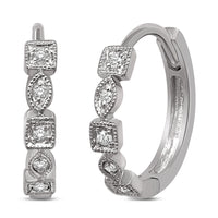 Thumbnail for 14K White Gold 1/8 Ct.Tw. Diamond  Stackable Hoop Earrings