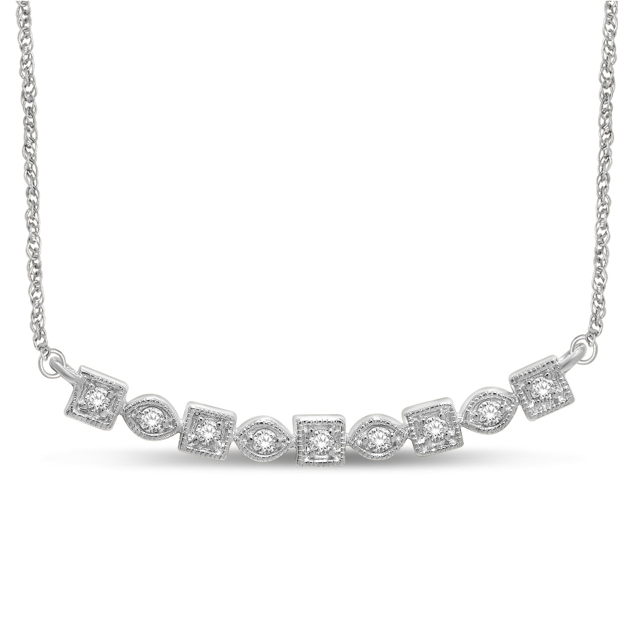 14K White Gold 1/6 Ct.Tw. Diamond Stackable Necklace