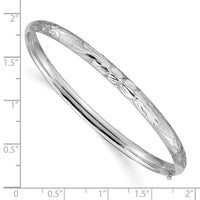 Thumbnail for 14k 3/16 White Gold Florentine Engraved Hinged Bangle