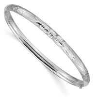 Thumbnail for 14k 3/16 White Gold Florentine Engraved Hinged Bangle