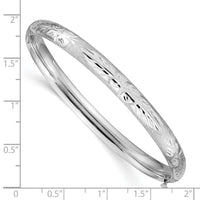Thumbnail for 14k 4/16 White Gold Florentine Engraved Hinged Bangle