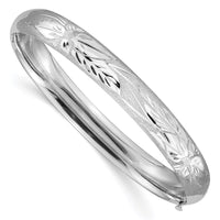 Thumbnail for 14k 5/16 White Gold Florentine Engraved Hinged Bangle