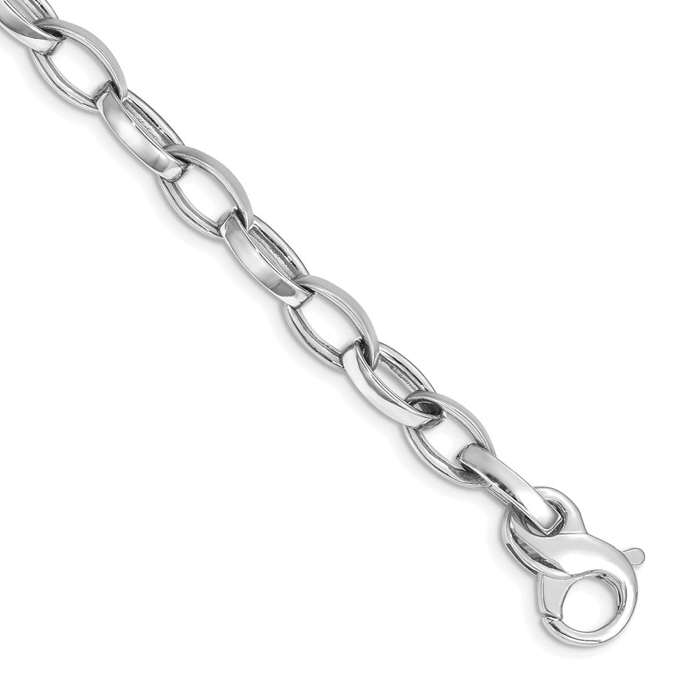 14k WG 6.6mm Polished and Satin Fancy Link Bracelet