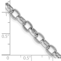 Thumbnail for 14k White Gold 5mm Polished w/Ridged Edges Link Bracelet