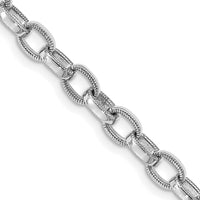 Thumbnail for 14k White Gold 5mm Polished w/Ridged Edges Link Bracelet