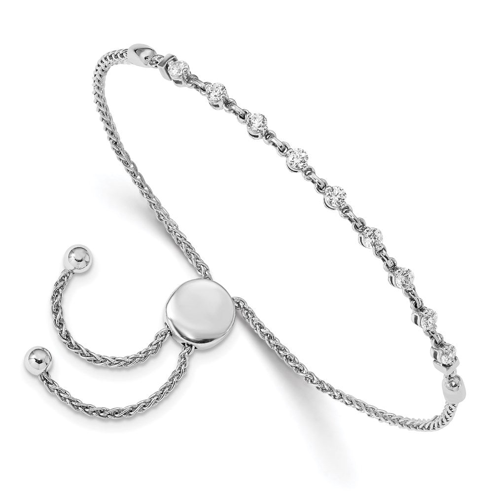 14k White Gold 2.5mm Round Diamond .54ct Adjustable Bracelet Mounting