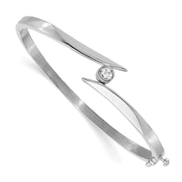 Thumbnail for 14k White Gold A Diamond Hinged Bangle