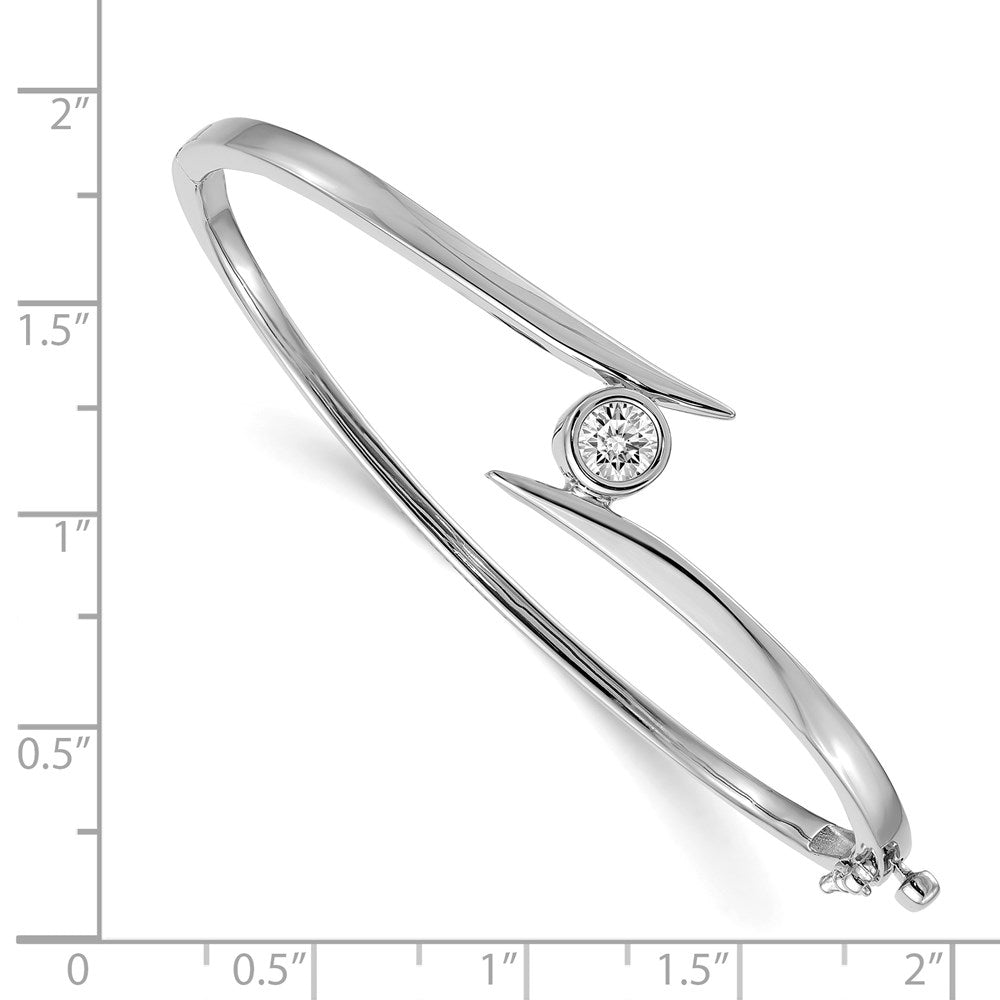 14k White Gold A Diamond Hinged Bangle
