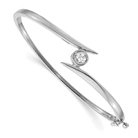 Thumbnail for 14k White Gold A Diamond Hinged Bangle