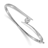 Thumbnail for 14k White Gold AAA Diamond Hinged Bangle