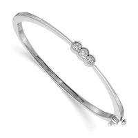 Thumbnail for 14k White Gold A Diamond Hinged Bangle