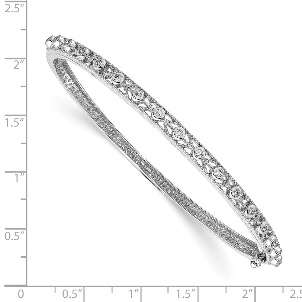 14k White Gold AA Diamond Hinged Bangle