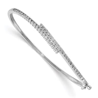 Thumbnail for 14k White Gold AA Diamond Hinged Bangle