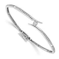 Thumbnail for 14k White Gold A Diamond Hinged Bangle Bracelet