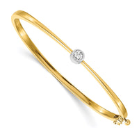 Thumbnail for 14k Two-tone AAA Diamond Hinged Bangle
