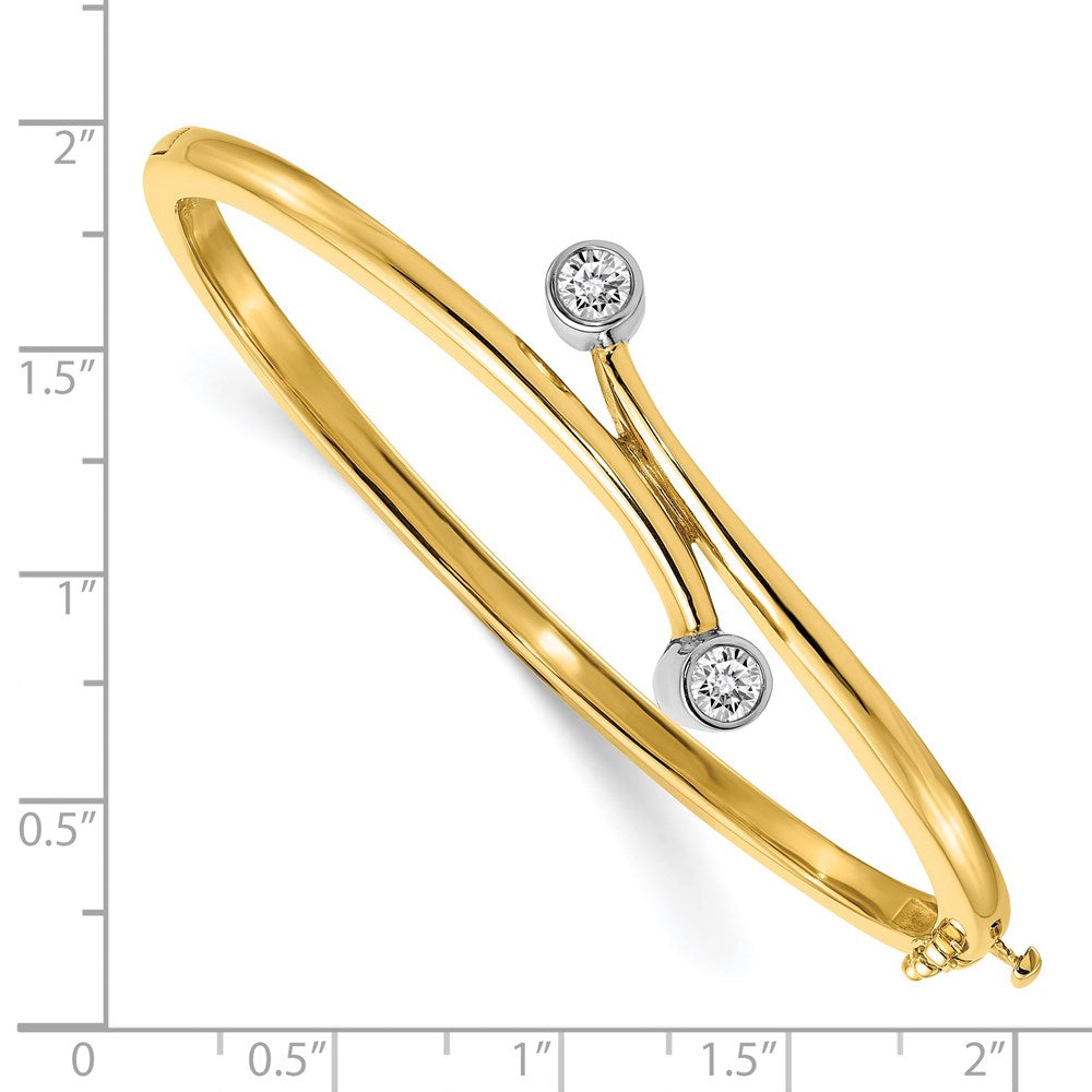 14k Two-tone AAA Diamond Hinged Bangle
