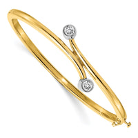 Thumbnail for 14k Two-tone AA Diamond Hinged Bangle